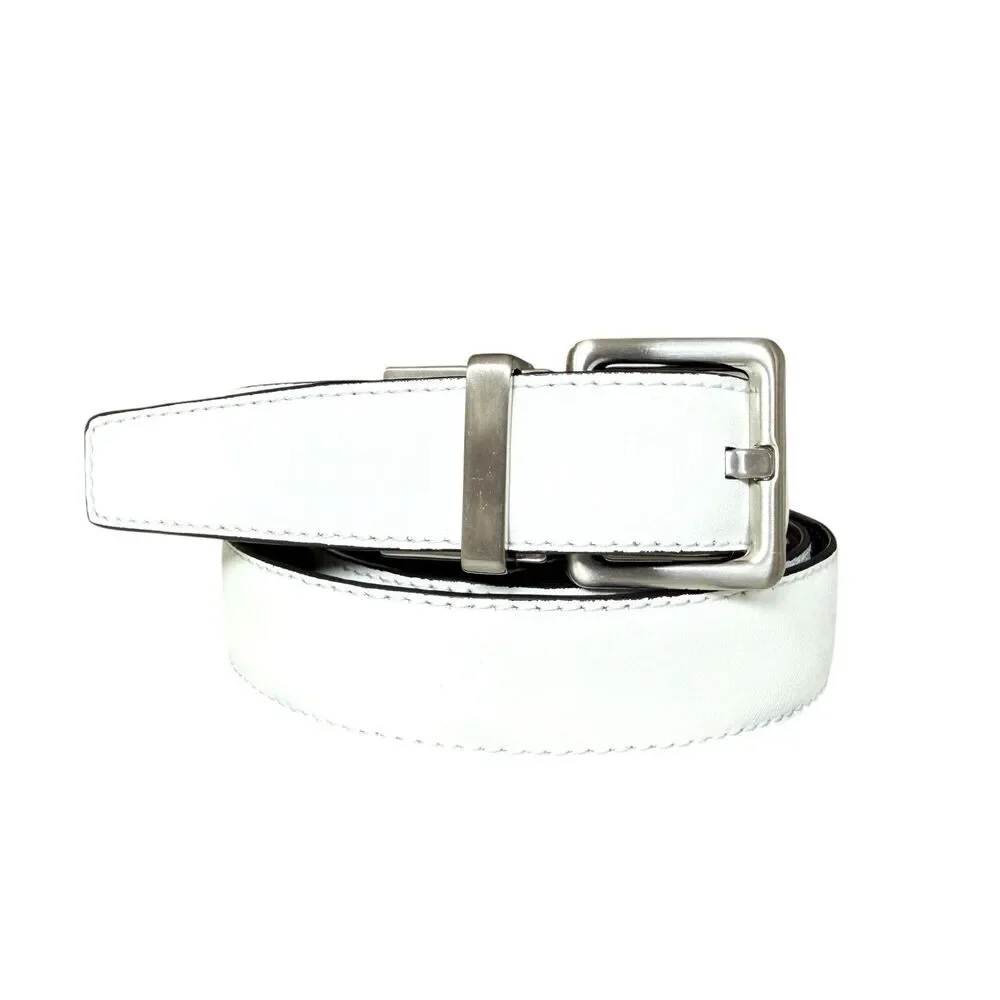 Calvin Klein Reversible Leather Belt Black White Silver Buckle Size Small 641732